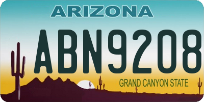 AZ license plate ABN9208