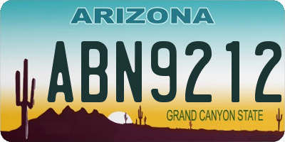 AZ license plate ABN9212