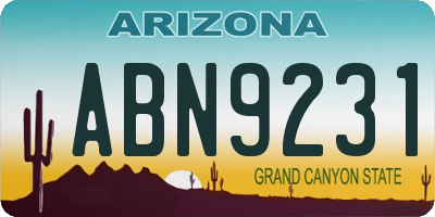 AZ license plate ABN9231