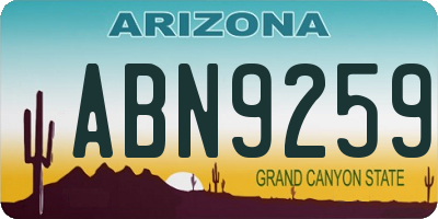 AZ license plate ABN9259