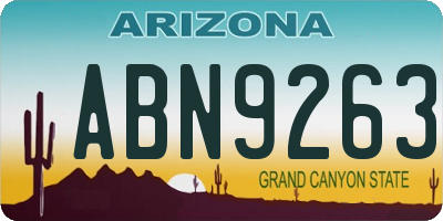 AZ license plate ABN9263