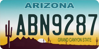 AZ license plate ABN9287
