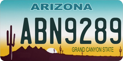AZ license plate ABN9289