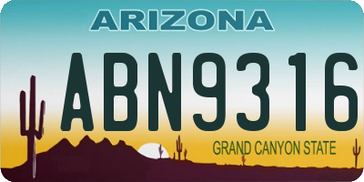 AZ license plate ABN9316