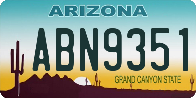 AZ license plate ABN9351