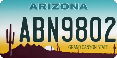 AZ license plate ABN9802