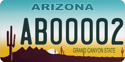AZ license plate ABO0002