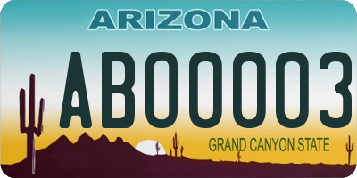 AZ license plate ABO0003