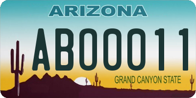 AZ license plate ABO0011