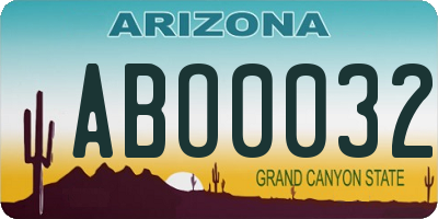 AZ license plate ABO0032