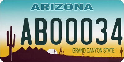 AZ license plate ABO0034