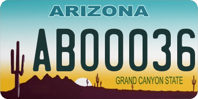 AZ license plate ABO0036