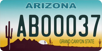 AZ license plate ABO0037