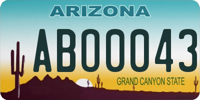 AZ license plate ABO0043
