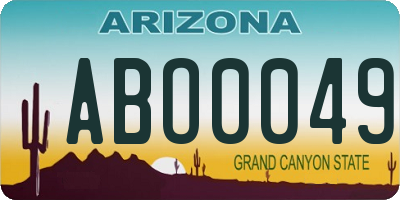AZ license plate ABO0049