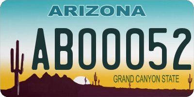 AZ license plate ABO0052