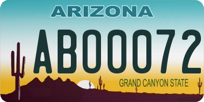 AZ license plate ABO0072