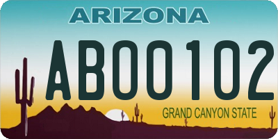 AZ license plate ABO0102
