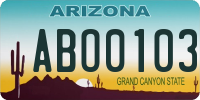 AZ license plate ABO0103