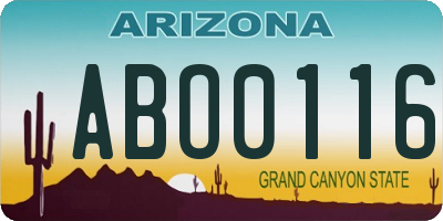 AZ license plate ABO0116