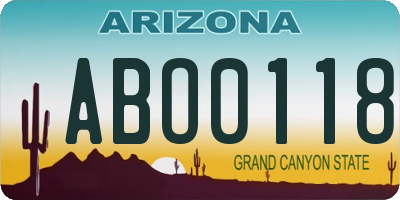 AZ license plate ABO0118