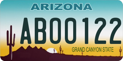 AZ license plate ABO0122