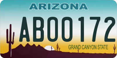 AZ license plate ABO0172