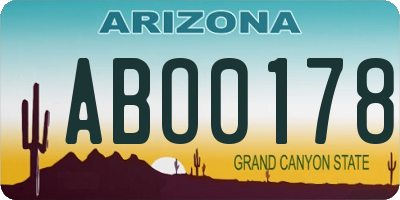 AZ license plate ABO0178