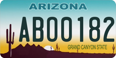 AZ license plate ABO0182