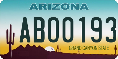 AZ license plate ABO0193