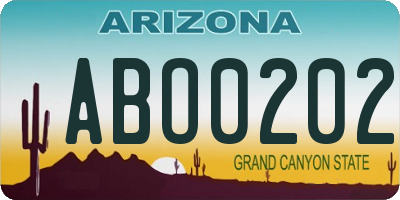 AZ license plate ABO0202