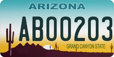AZ license plate ABO0203