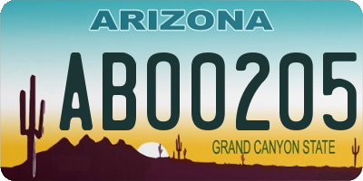 AZ license plate ABO0205