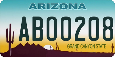 AZ license plate ABO0208