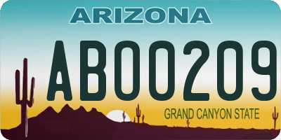 AZ license plate ABO0209