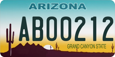 AZ license plate ABO0212