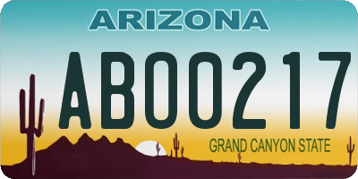 AZ license plate ABO0217