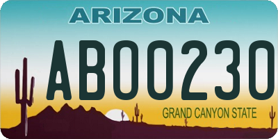 AZ license plate ABO0230