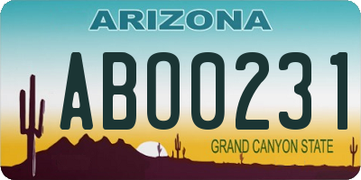 AZ license plate ABO0231