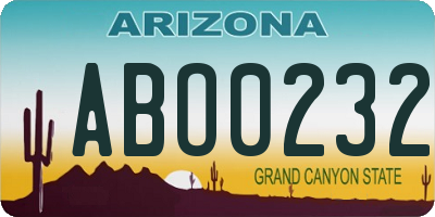 AZ license plate ABO0232