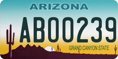 AZ license plate ABO0239