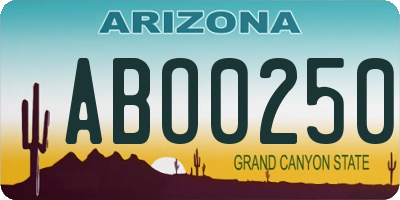 AZ license plate ABO0250