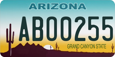 AZ license plate ABO0255