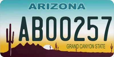 AZ license plate ABO0257