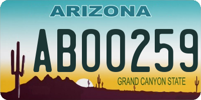 AZ license plate ABO0259
