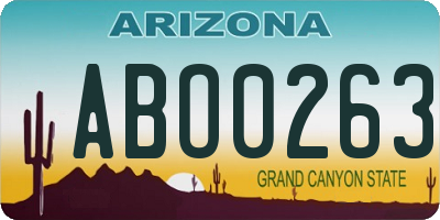 AZ license plate ABO0263