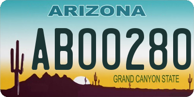 AZ license plate ABO0280
