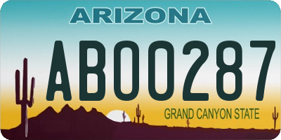 AZ license plate ABO0287