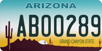 AZ license plate ABO0289