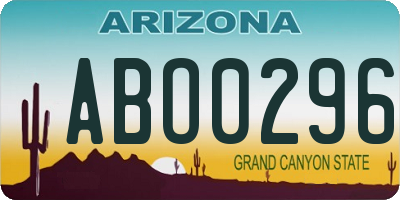 AZ license plate ABO0296